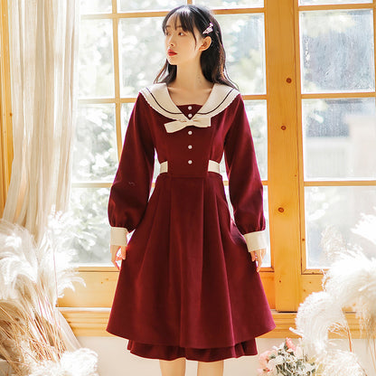 Kawaii Fashion Punk Dress Velvet Cherry Blossom Dream Dress