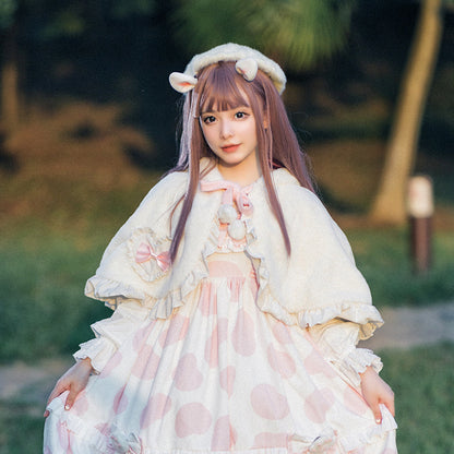 Kawaii Fashion Coat Milky Way Dream Cloak with Ruffled Bow Accents