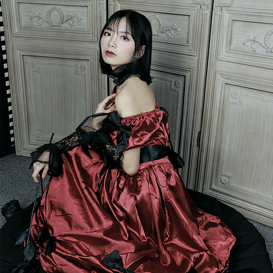 Kawaii Fashion Goth Dress Kawaii Fashion Punk Dress Silken Blossom Bow Tulle Ensemble