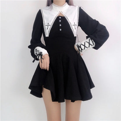Kawaii Fashion Goth Dress Whimsical Cherry Blossom Dreamweaver Dress