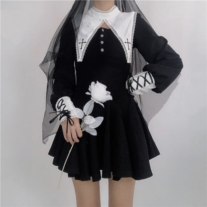 Kawaii Fashion Goth Dress Whimsical Cherry Blossom Dreamweaver Dress