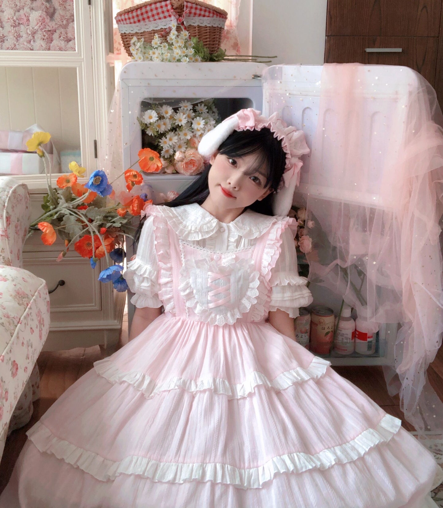 Kawaii Fashion Lolita Dress Whimsical Chiffon Dreams Ensemble