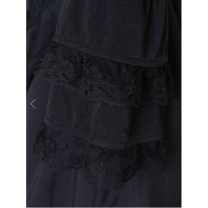 Women's Long-sleeved Lace Flanged Layered Mid-length Dress