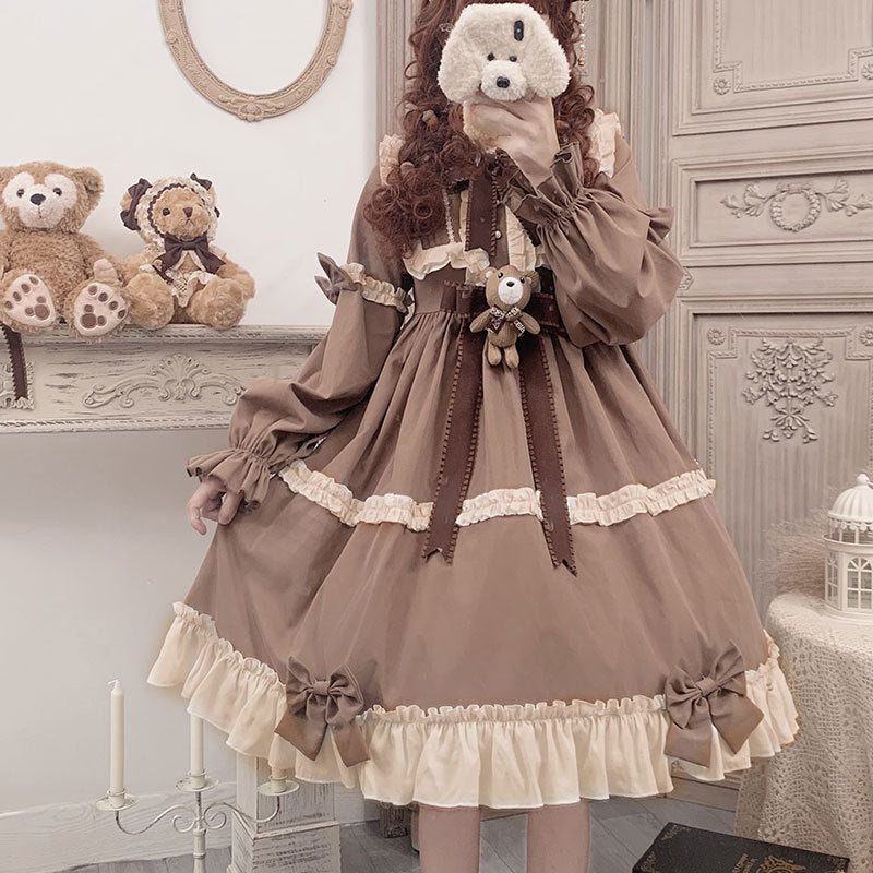 Kawaii Fashion Lolita Dress Caramel Blossom Chiffon Delight Dress