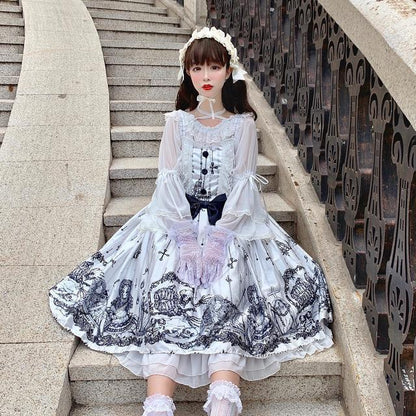 Kawaii Fashion Goth Dress Whispers of Frosted Moonlight Dress