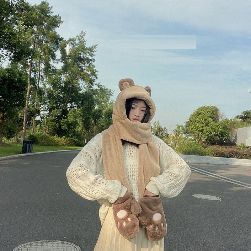 Kawaii Fashion Coat Whipped Winter Cloud Scarf Ensemble