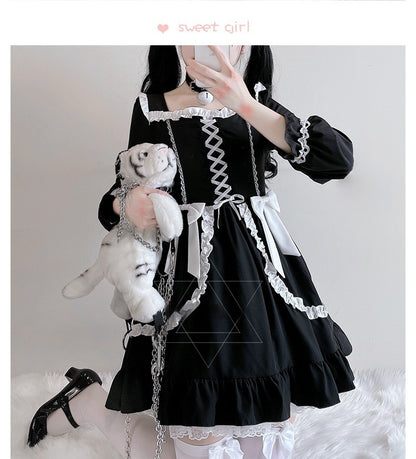 Kawaii Fashion Goth Dress Whimsical Woodland Collage Dress