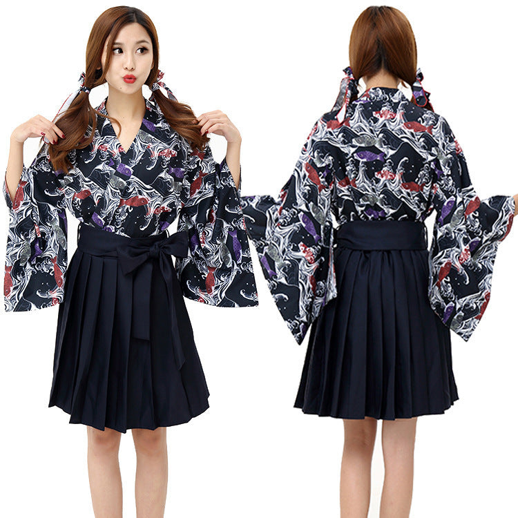 Improved Kimono With Carp Streamer And Wind Print