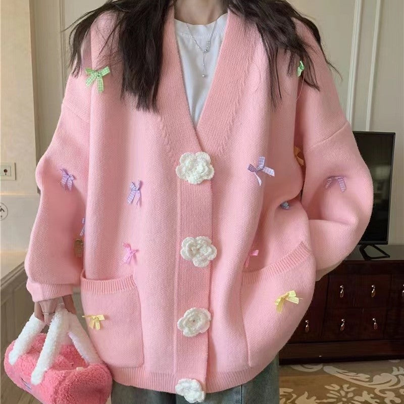 Kawaii Fashion Sweater Whipped Cream Bow Embrace Cardigan