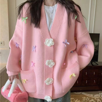 Kawaii Fashion Sweater Whipped Cream Bow Embrace Cardigan