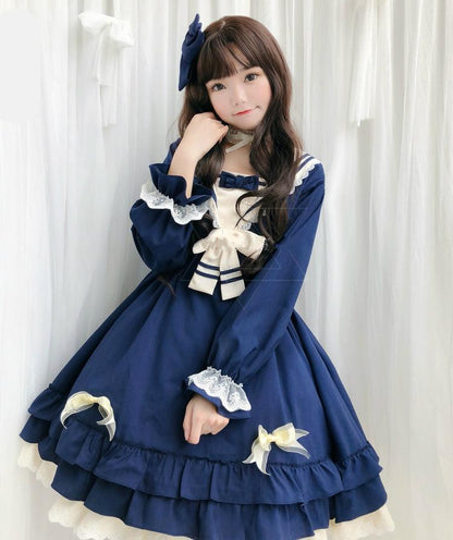 Kawaii Fashion Lolita Dress Navy Lace Enchantment Princess Dress