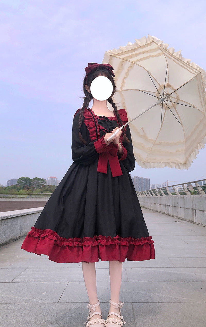 Kawaii Fashion Goth Dress Crimson Velvet Dreamscape Skirt