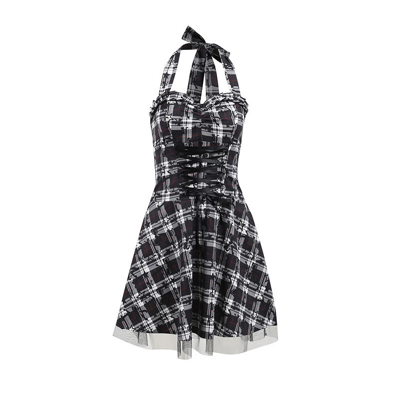 Kawaii Fashion Punk Dress Midnight Plaid Whispers Dress