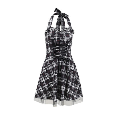 Kawaii Fashion Punk Dress Midnight Plaid Whispers Dress