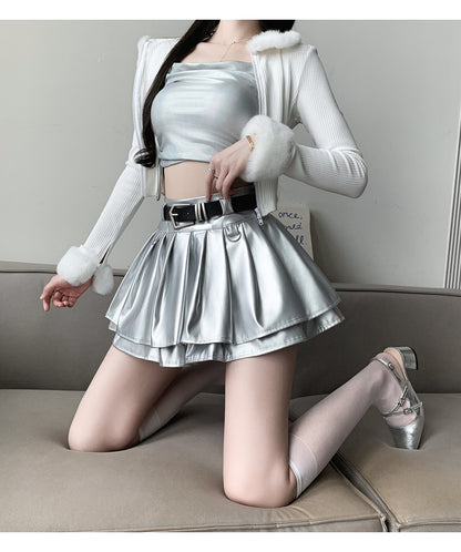 Kawaii Fashion Skirt Silver Moonlit Whisper A-Line Skirt