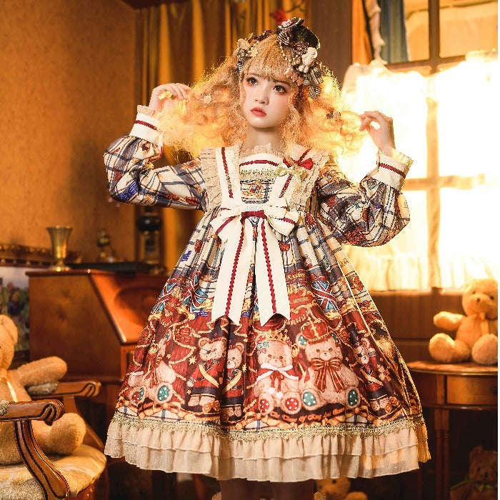 Crimson Whispers Bubble Sleeve Enchantment Dress