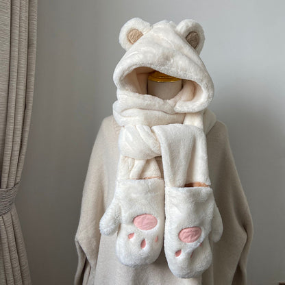 Kawaii Fashion Coat Whipped Winter Cloud Scarf Ensemble