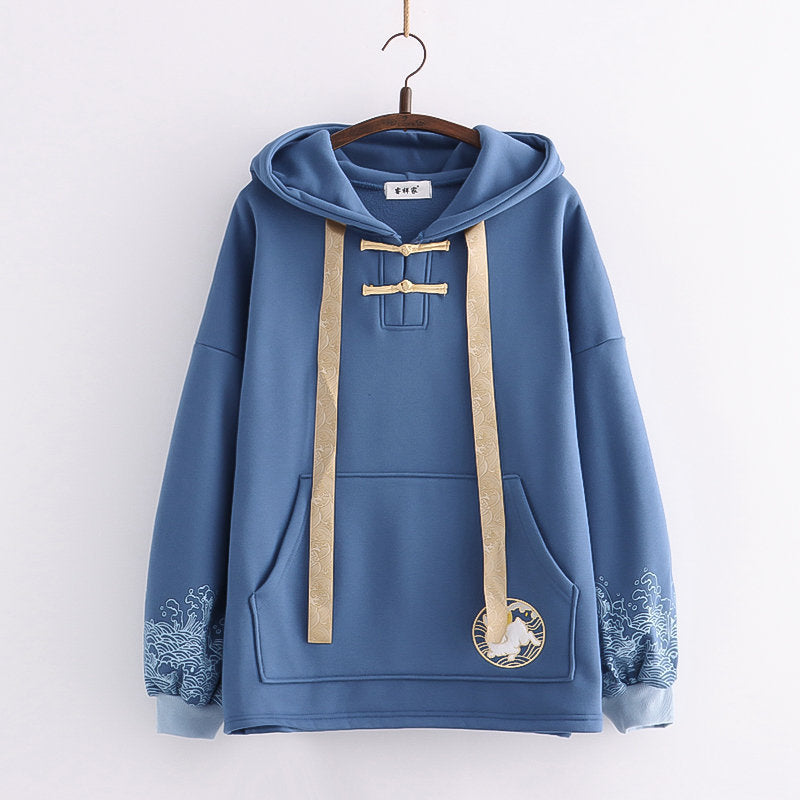 Kawaii Fashion Hoodie Whispers of Blue Cotton Blossom Top