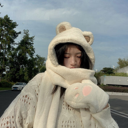 Kawaii Fashion Coat Whipped Winter Cloud Scarf Ensemble