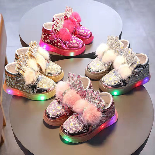 Kawaii Fashion Shoes Whimsical Glitter Blossom Velcro Sneakers