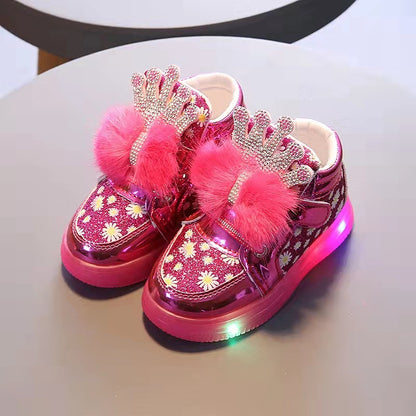 Kawaii Fashion Shoes Whimsical Glitter Blossom Velcro Sneakers