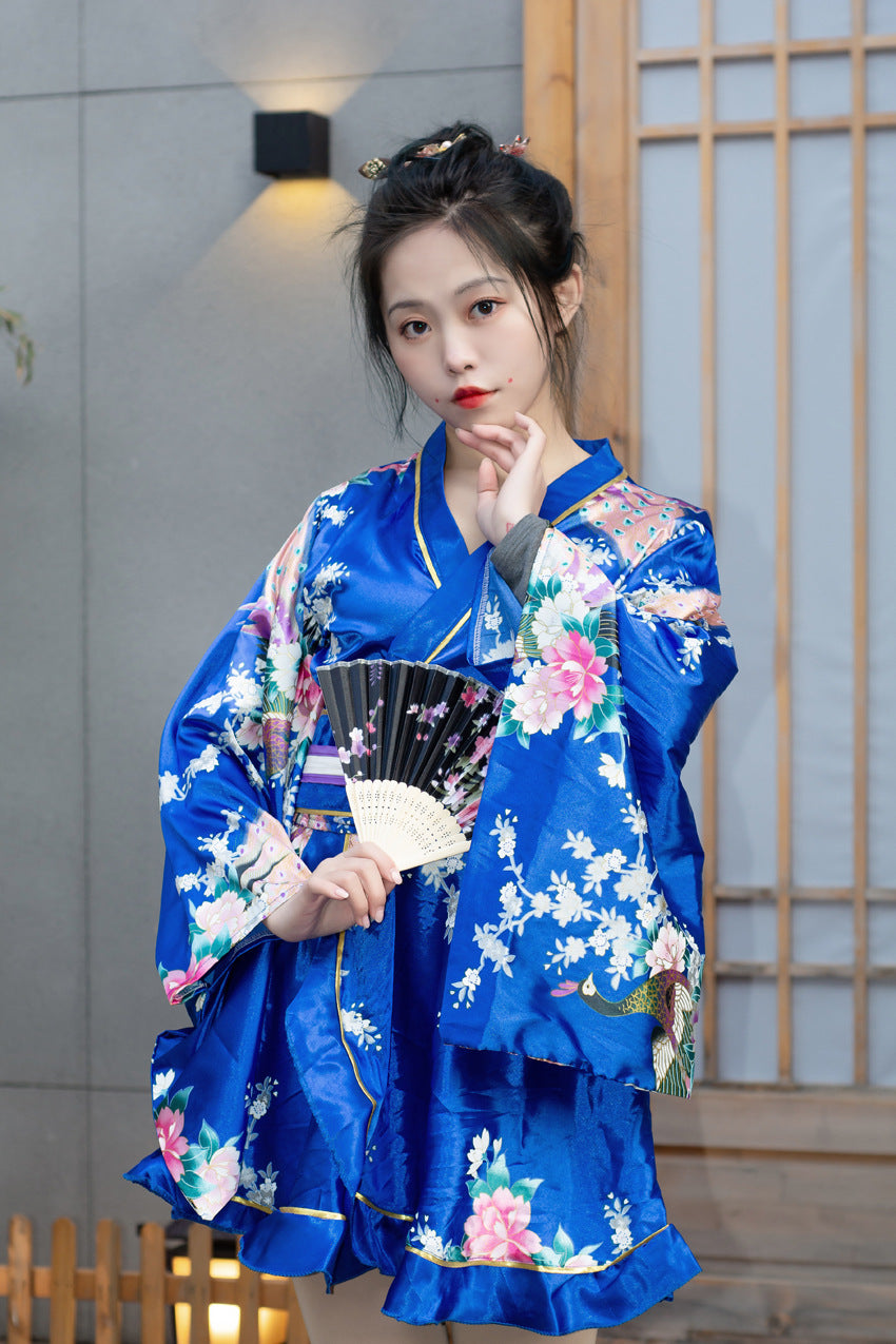 Japanese Formal Wear Women's Peacock Kimono Stage Costume