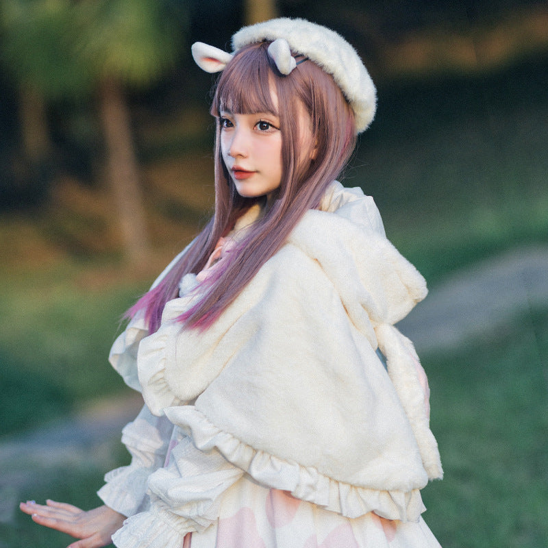 Kawaii Fashion Coat Milky Way Dream Cloak with Ruffled Bow Accents