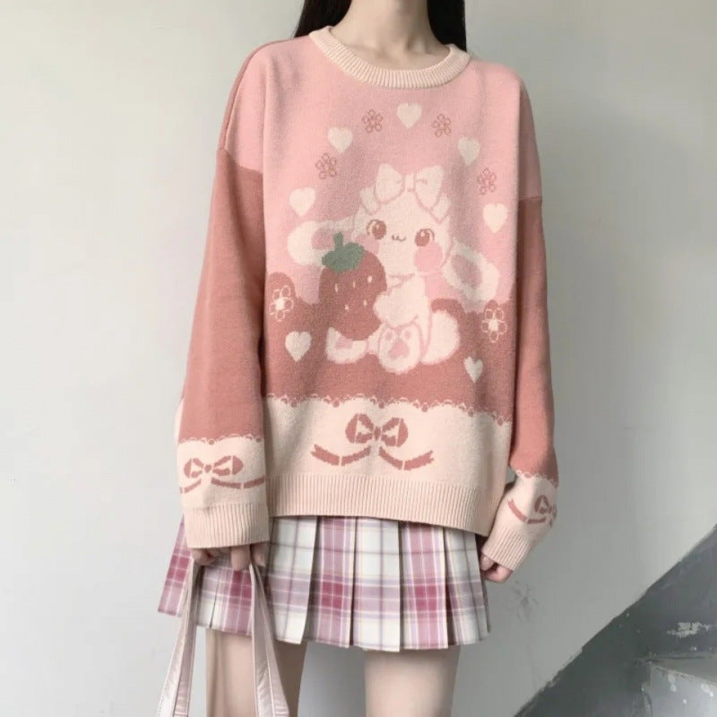 Kawaii Fashion Sweater Whimsical Jacquard Dreamweaver Pullover