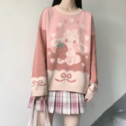 Kawaii Fashion Sweater Whimsical Jacquard Dreamweaver Pullover