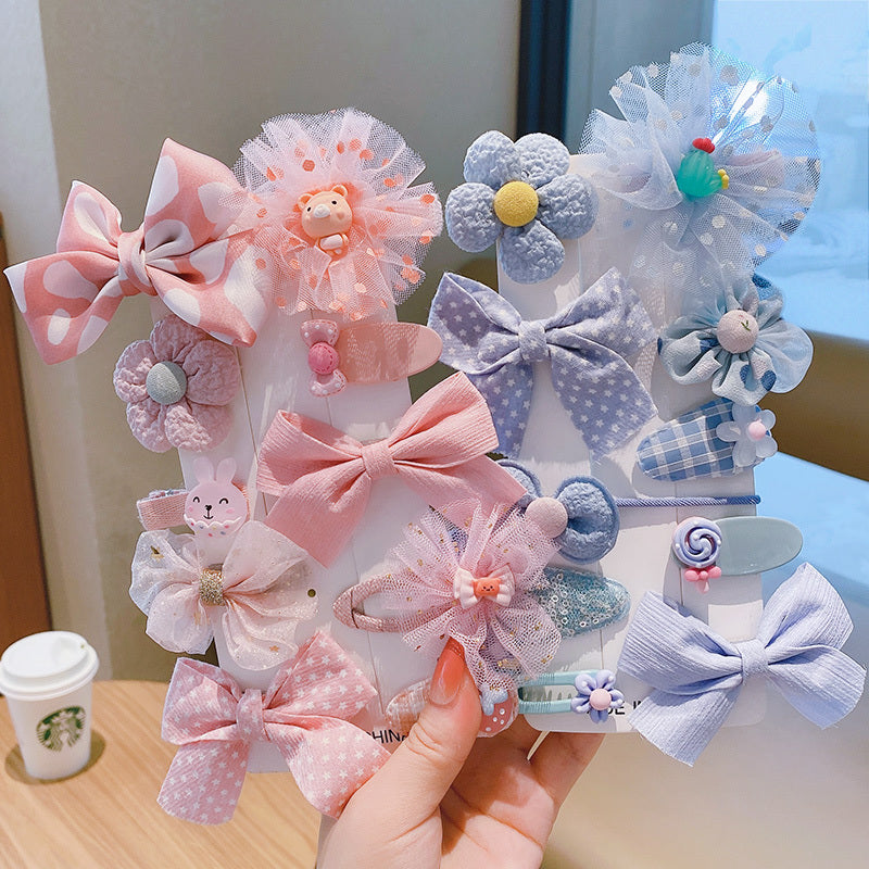 Kawaii Fashion Whimsical Blossom Bow Hair Accessory Ensemble