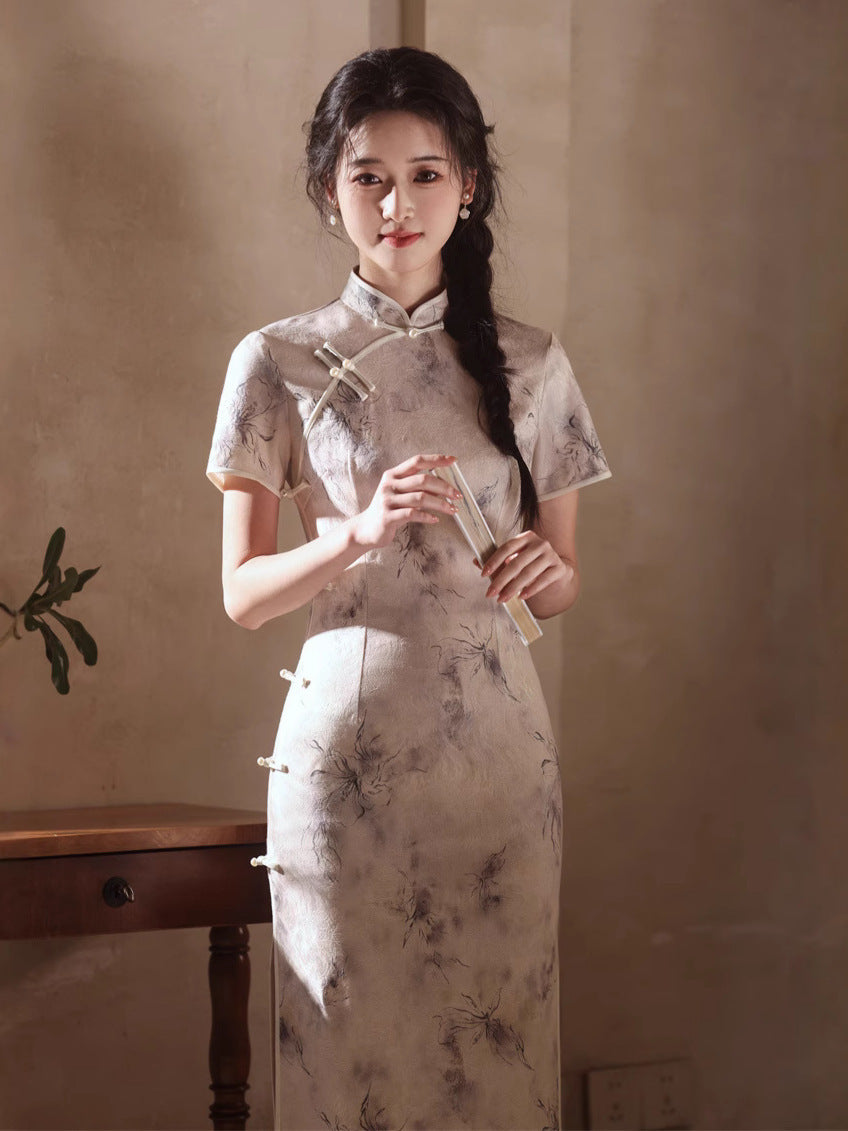 chinese dress fashion nova Kawaii China Twilight Rose Bead Embellished Satin Elegan – kawaiimuse 2 cm larger than Size:34 | L Wholesale Long Formal Dress 7493-1