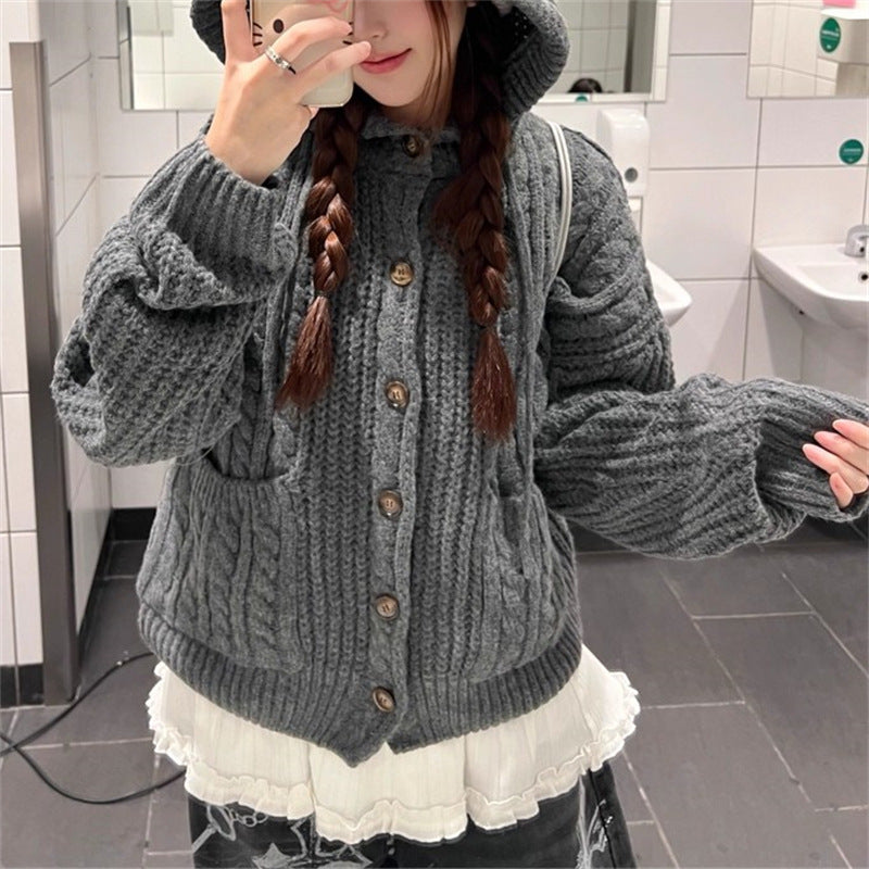 Kawaii Fashion Sweater Caramel Cloud Knitted Cardigan