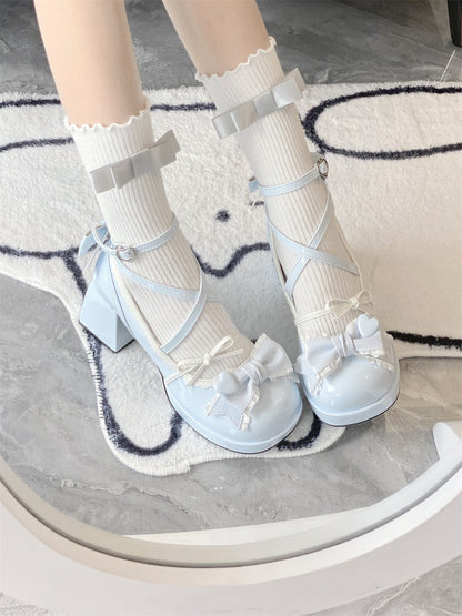 Kawaii Fashion Shoes Milk Cloud Ruffle Step Heels