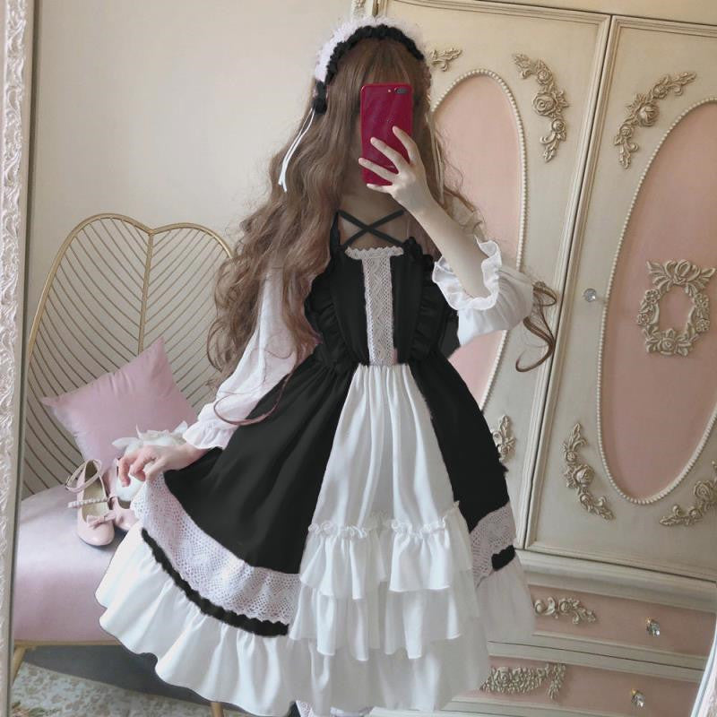 Kawaii Fashion Lolita Dress Whipped Cream Ruffle Dream A-Line Skirt