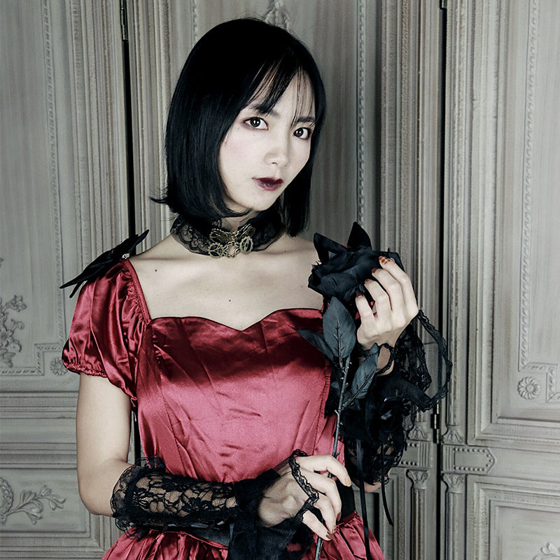 Kawaii Fashion Goth Dress Kawaii Fashion Punk Dress Silken Blossom Bow Tulle Ensemble