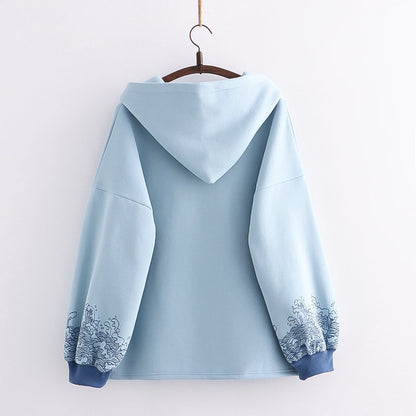 Kawaii Fashion Hoodie Whispers of Blue Cotton Blossom Top