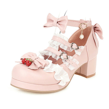 Kawaii Fashion Shoes Velvet Whisper Buckle Heels