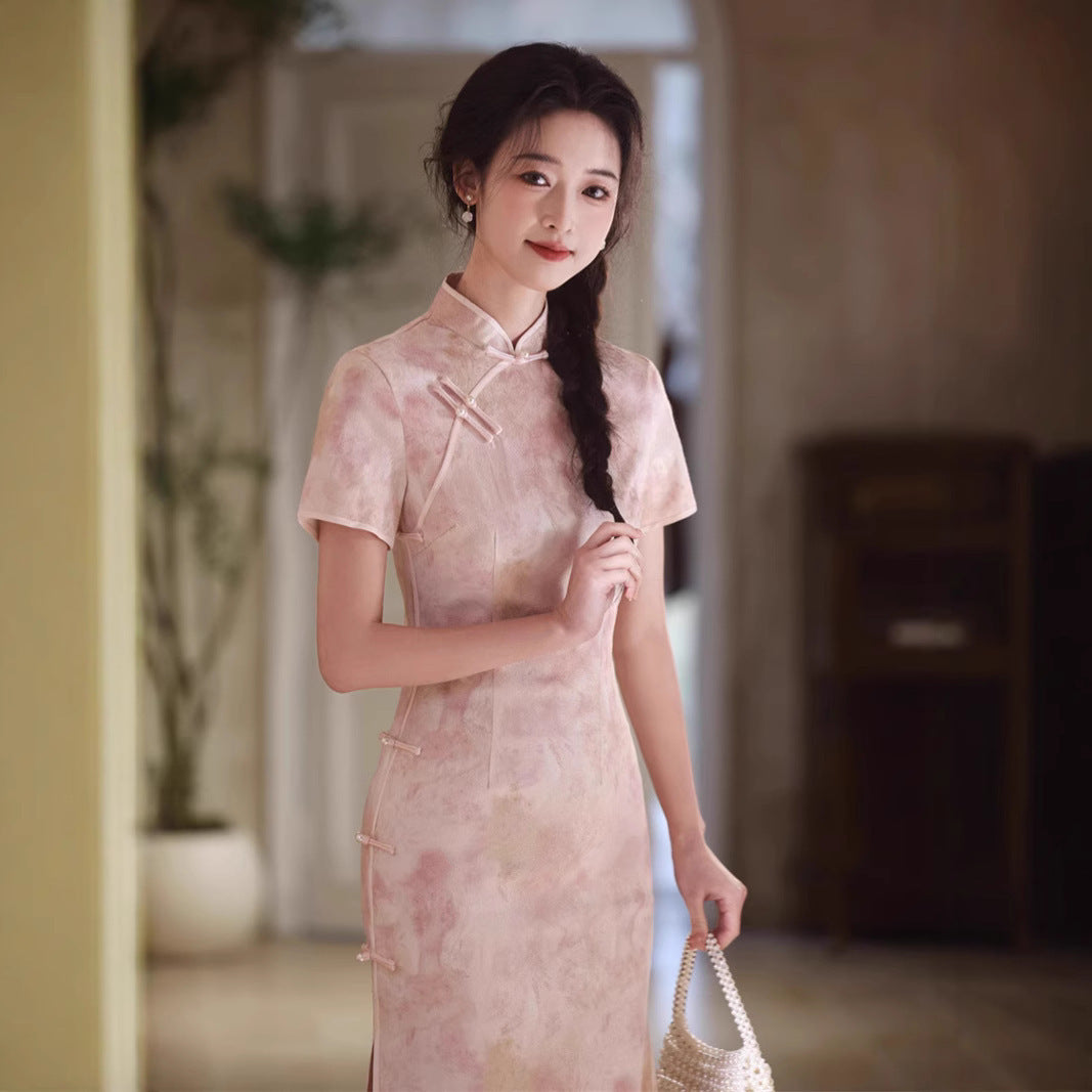 Kawaii Fashion China Dress Twilight Rose Bead Embellished Satin Elegance