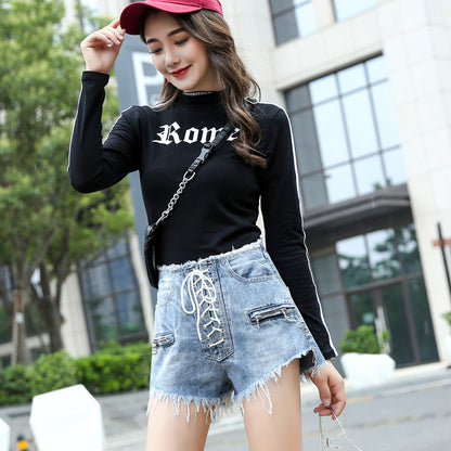 Women's high-rise denim shorts