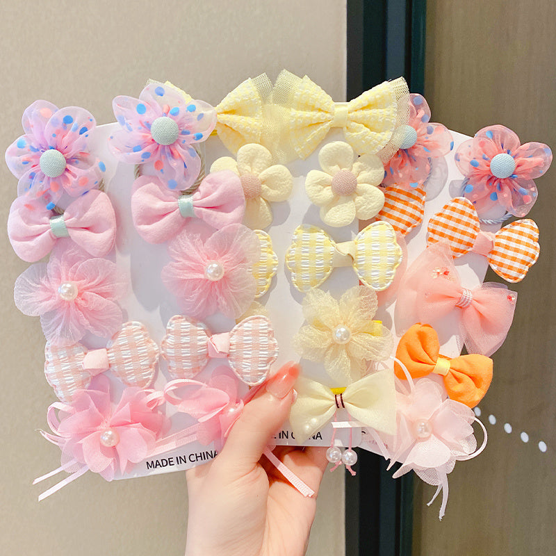 Kawaii Fashion Whimsical Blossom Bow Hair Accessory Ensemble