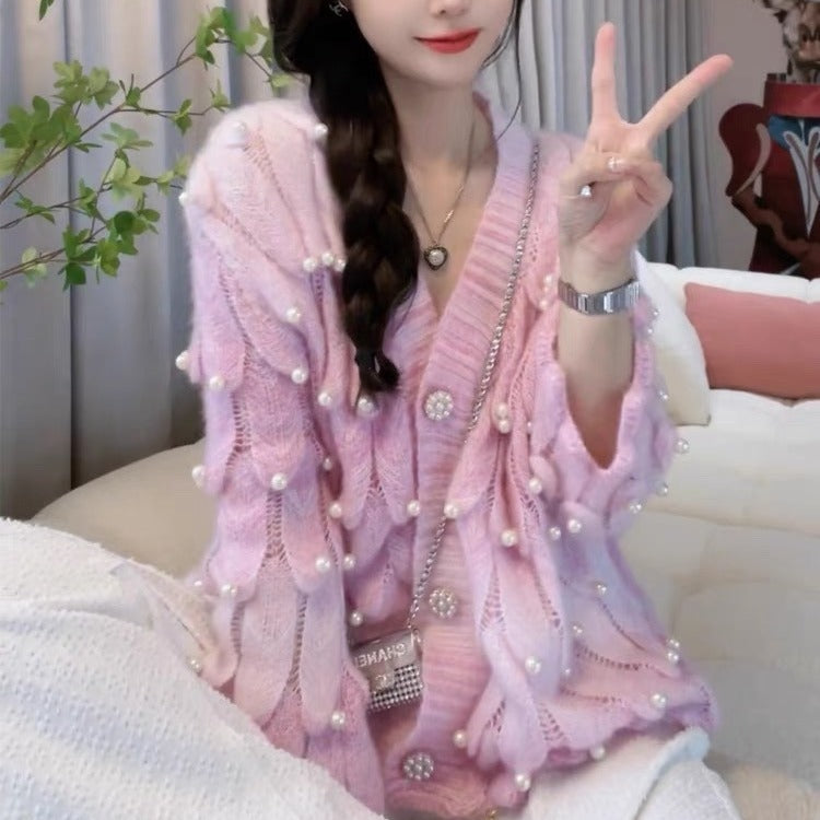 Kawaii Fashion Sweater Whimsical Dreamscape Gradient Cardigan