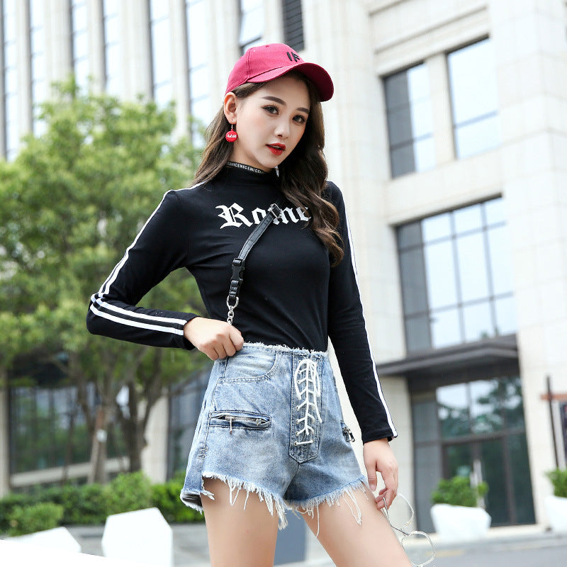 Women's high-rise denim shorts