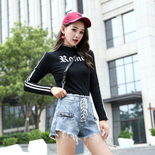 Women's high-rise denim shorts