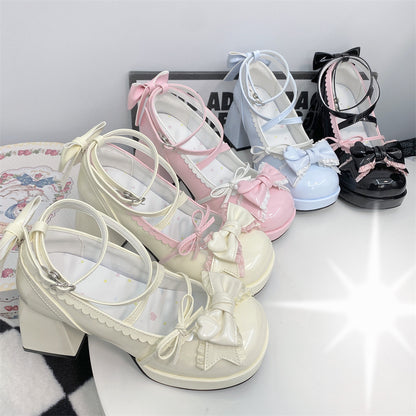 Kawaii Fashion Shoes Milk Cloud Ruffle Step Heels