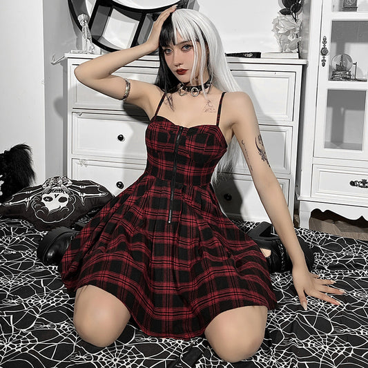 Kawaii Fashion Punk Dress Crimson Candy Dream Suspender Dress