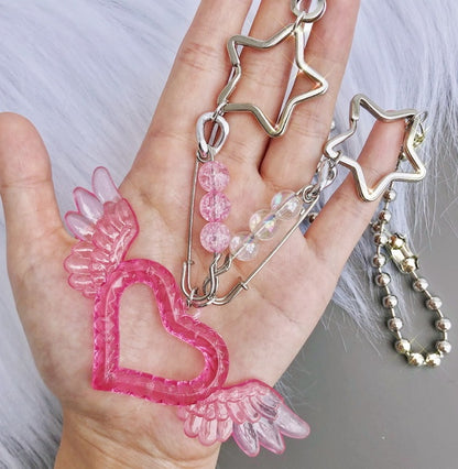Kawaii fashion accessory whimsical heartstrings pendant necklace