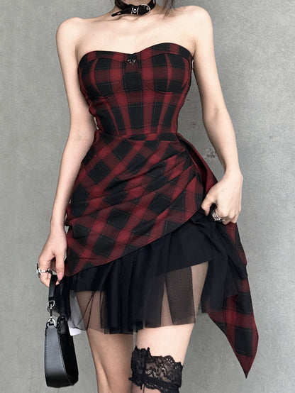 Kawaii Fashion Punk Dress Crimson Whisper Collage Mini Dress