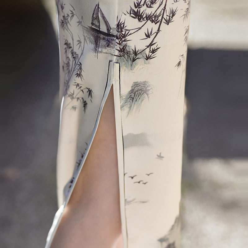 Womens New Chinese-style Cheongsam Maxi Dress