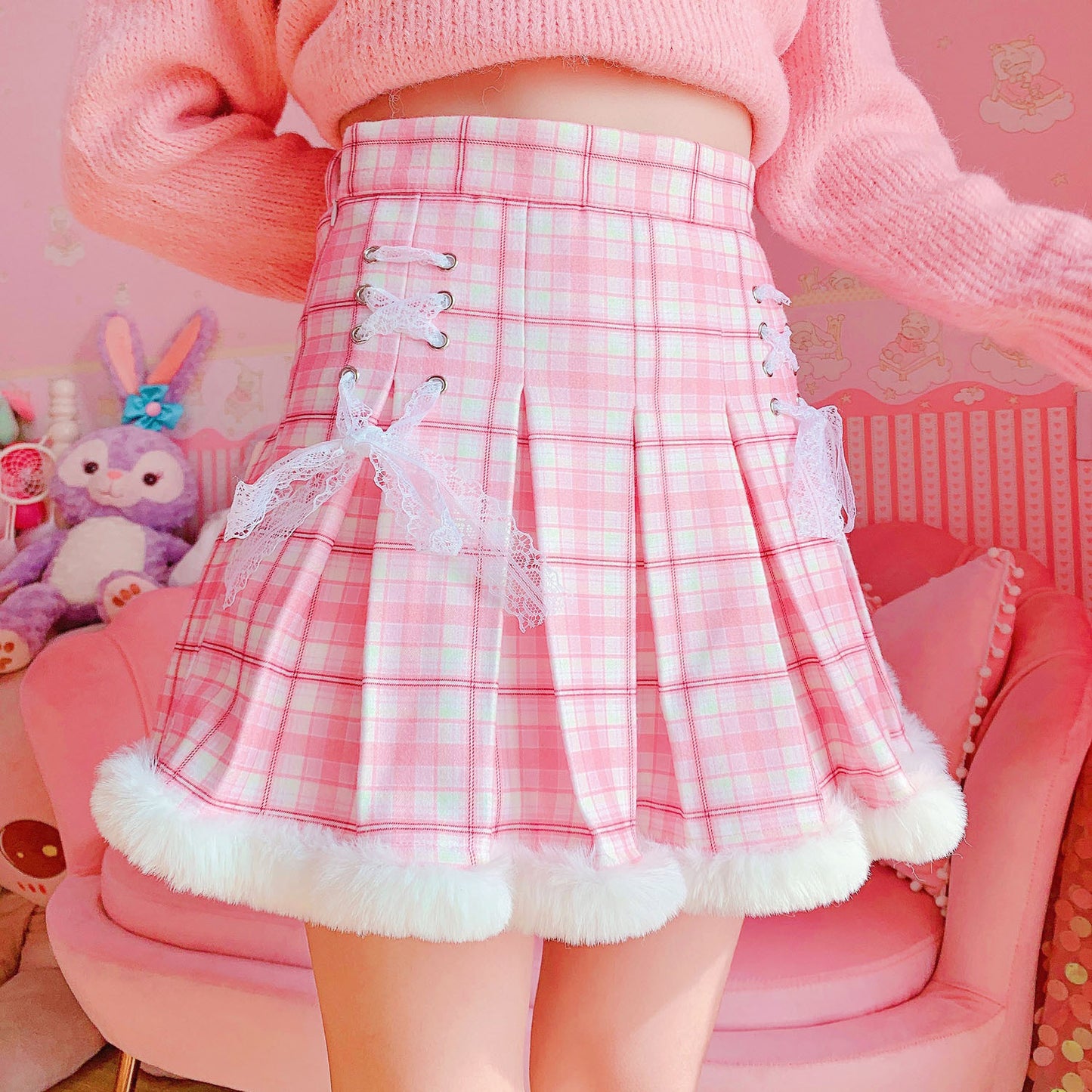 Kawaii Fashion Skirt Rose Whimsy Chiffon Skirt of Dreams