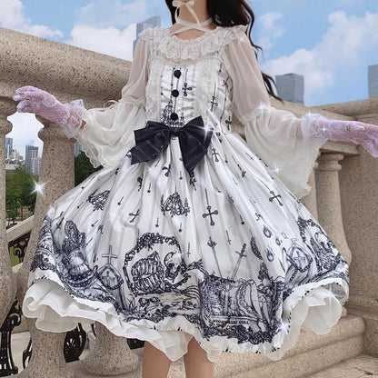 Kawaii Fashion Goth Dress Whispers of Frosted Moonlight Dress